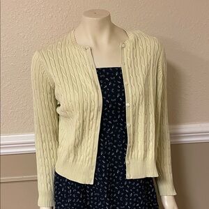 Eddie Bauer Women's Light Yellow Cable Knit Cardigan